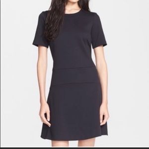 Vince black ponte short-sleeve dress